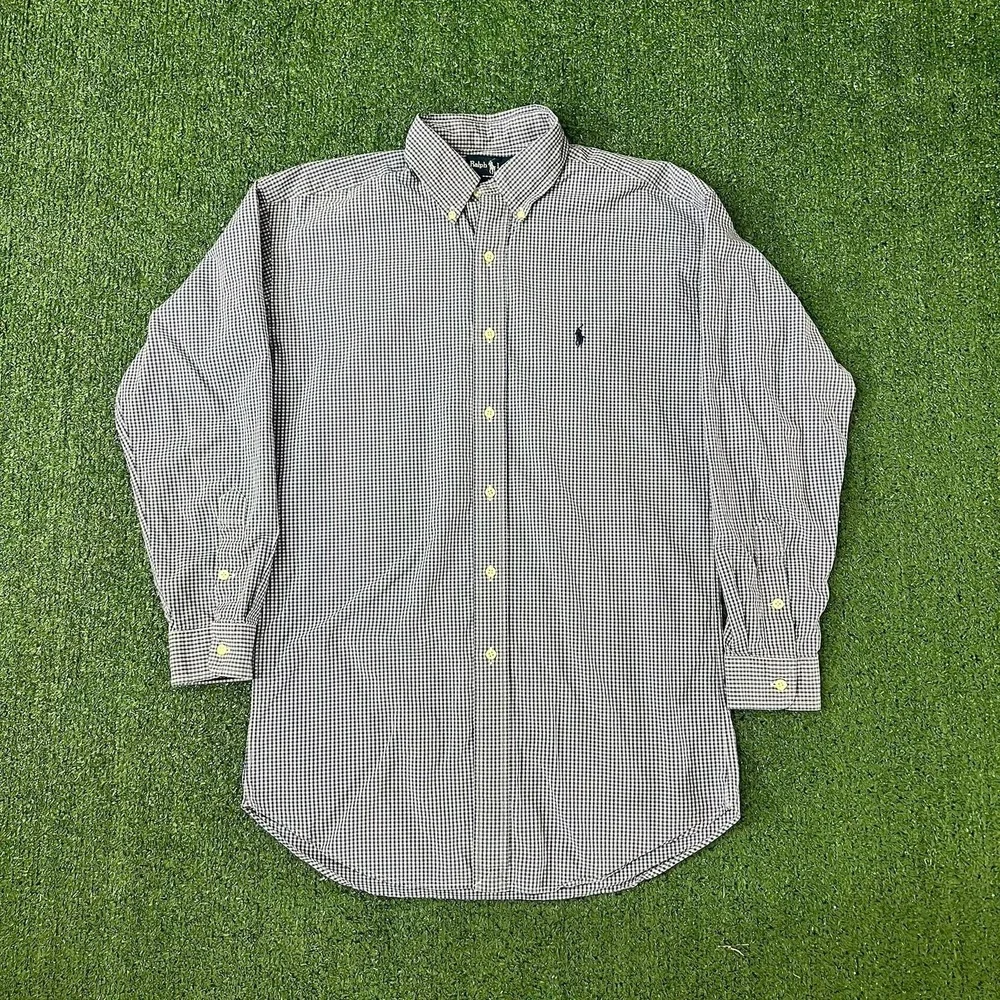 Polo Ralph Lauren Shirt Mens M Blake Fit Blue White Gingham Check Button Up L/S